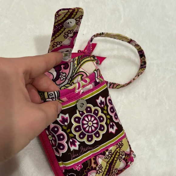 VERA BRADLEY Foldable Zip Around Wristlet Wallet Pink Very Berry Paisley Pattern - Picture 3 of 6